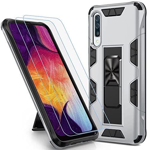 Dionsibei Samsung Galaxy A70 Case with Screen Protector Military Grade Built-in Kickstand Case Holster Armor Heavy Duty Shockproof Cover Protective for Galaxy A70 Phone Case (Sliver)