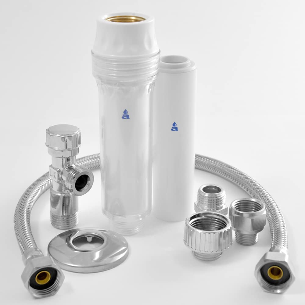 Aquasan Filtro Sottolavello AQUALUX Con Sistema Brevettato In Argento 999 Universale Sistema Filtrante Sottolavello Riduce Cloro, Torbidità, Sabbia, Ruggine, Calcare E Sedimenti Metallici