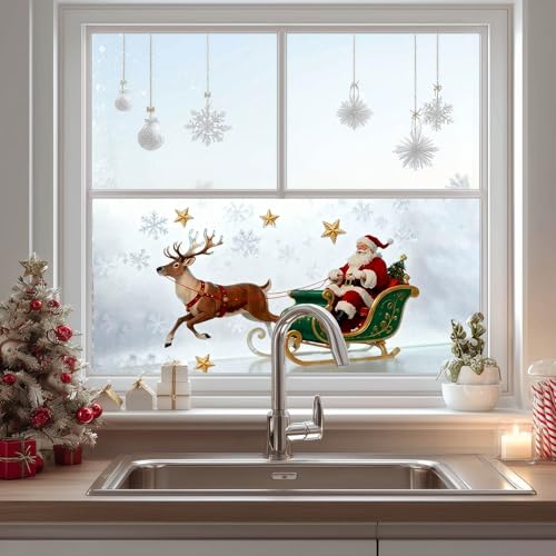 Película Decorativa Navidad Santa y Reno para Ventanas miniatura 4