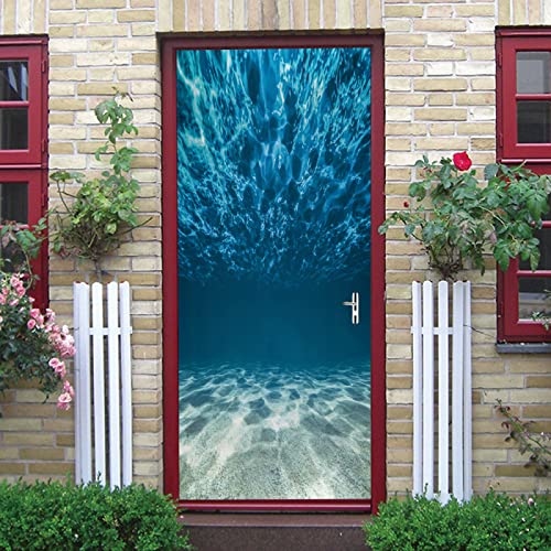 A.Monamour 3D Unterwasser Türfolie - Selbstklebende Deko Mit Delfinen & Korallen 77x200cm