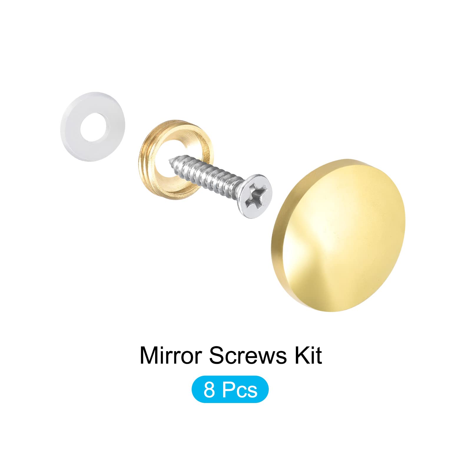 2 PCS Brass Mirror Screw Caps (22mm) – Decorative Polished Silver Covers For Furniture & Mirrors