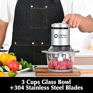 Kitchen in the box Mini Food Processors400W Powerful Mini Meat Grinder Food ChopperElectric Vegetable Chopper with One 3 Cup Bowl S Blades for MeatFishVegetableBaby Food3cup1bowl