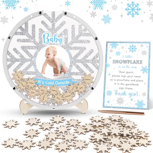 64 Pcs Baby Shower Guest Book Alternatives a Little Snowflake Is ...