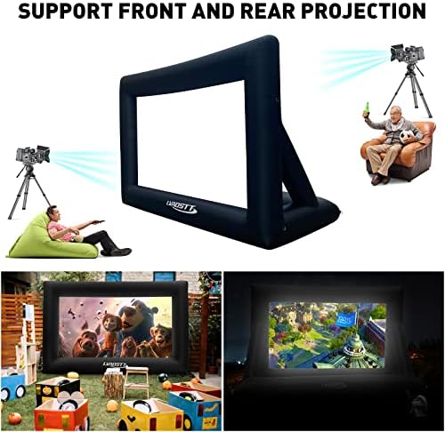 Inflatable Projector Screen, 16FT Blow Up Movie Screen Outdoor Projector, Easy Set Up One-piece Design Front & Rear Projection with Air Blower for Outside Backyard Family Movie Night Pool Party — view 7