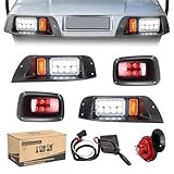 10L0L Golf Cart Led Headlight and Tail Light Kit for 1996-2015 EZGO TXT Carts with Turn Signals Switch Horn Brake Lights Harness(Must Input 12 Volts)