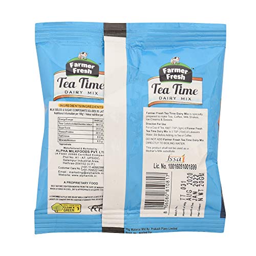 Image of Farmer Fresh Tea Time Dairy Mix - 20g Sachets, Pack of 100 - Low Fat Milk Powder - Perfect Tea Whitener & Coffee Creamer - Rich & Creamy Taste
