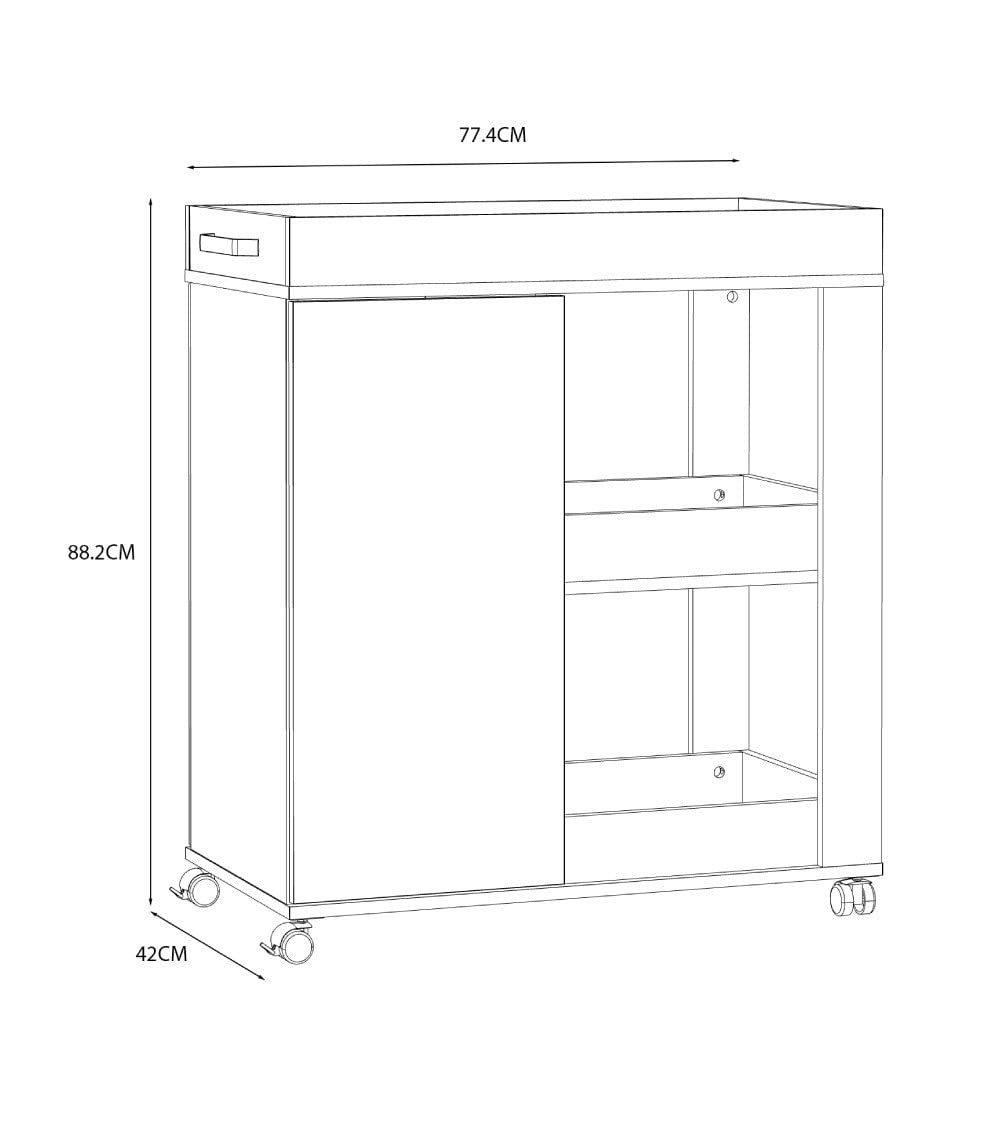 Home Heavenly® - Mueble Bar RONY. Carrito Auxiliar con Ruedas. 78x88x42 cm. Carrito de Bebidas Cocina Comedor.