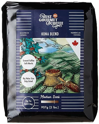 Best Gourmet Coffee, Kona Blend, Ground Coffee, Medium Dark Roast, 907g