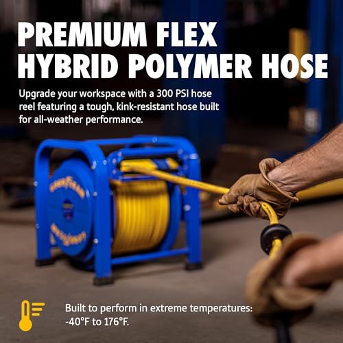 Image of Goodyear Retractable Air Hose Reel, 3 /8 inch x 100 Feet, 300 PSI