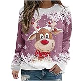 Weihnachten Oberteile Elegant Sexy HemdbüGler Langarmshirt Viskose Sweatshirt Jacke Y2k Oberteile Party Damen Sexy Oberteile Pulli Damen Schlafanzug Damen Lang Weihnachten Dicke Pullove