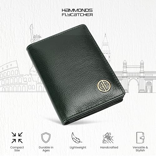 HAMMONDS FLYCATCHER Genuine Leather Card Holder Wallet for Man & Women, RFID Protected ATM/Credit Card Holder Wallet for Men with 4 Slots(Fits Upto 8 Cards), Gift for Men - Green 3 51L1LJw 3SL