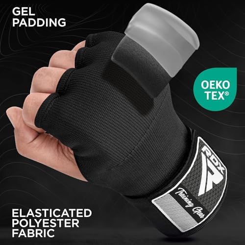RDX Gel Boxing Hand Wraps Inner Gloves, Quick 100cm Long Wrist Straps, Elasticated, Padded Fist Hand Protection, Muay Thai MMA Martial Arts Punching Speed Bag Training Bandages