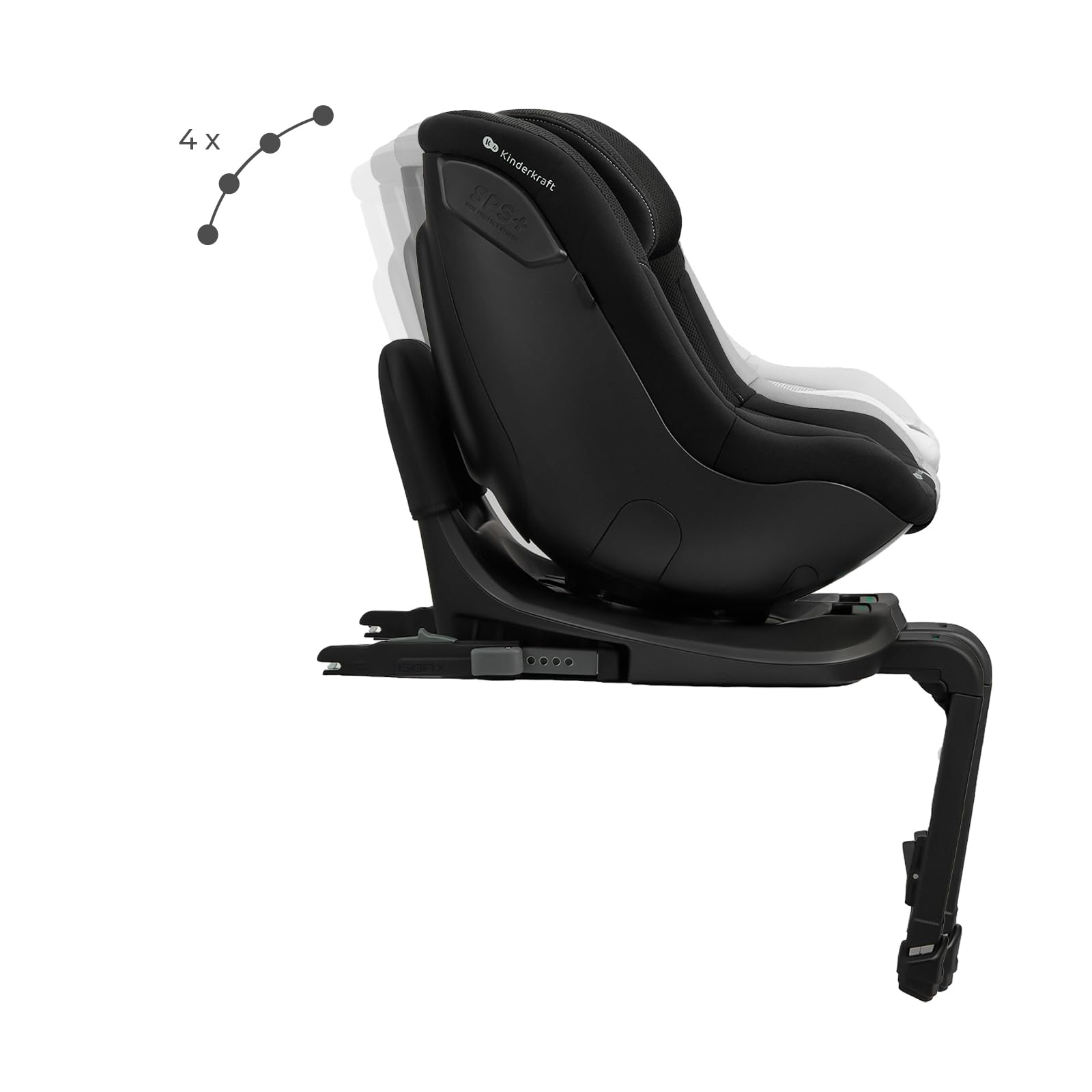 Kinderkraft I-GUARD PRO i-Size, siège auto rotatif 360°, 61–105 cm, ISOFIX, jambe de support, harnais 5 points, H-GUARD, SPS+, Noir