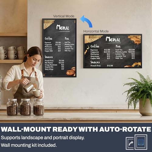Image of 32 inch Large Digital Picture Frame, 64GB, Anti-Glare Non-Touch, WiFi Wall-Mount Frame for Home /Business, 1920x1080 FHD, Share via App, Email, USB & Micro SD, Remote Included, Black