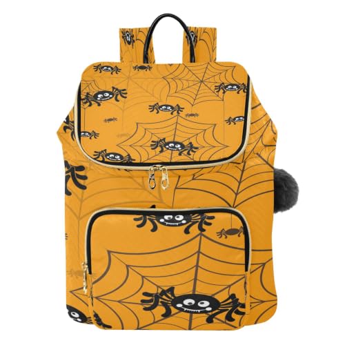 Sac à dos pour femme léger orange motif araignée