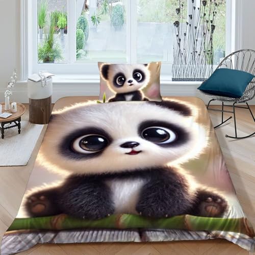 Housse de couette single panda roux microfibre 135x200cm - 3