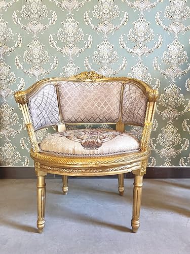 Sofa Set Nostalgic French Baroque Style Sofa Set in Khaki Colour Floral Pattern Gold Finish for Lounge Room Home Decor – Bild 7