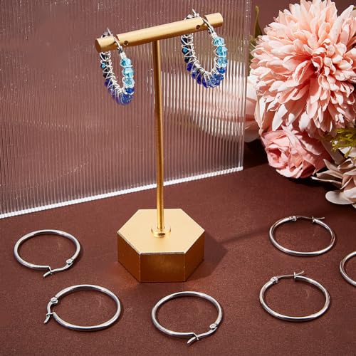SOFPLATE 1 Box 60pcs 30mm Stainless Steel Earring Beading Hoop Set Hypoallergenic Silver Dangle Hoops Open Round Earring Findings for Jewellery Making Supplies DIY Craft - Image 4