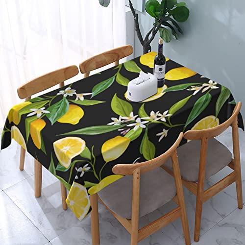 Opmlisir Lemon Rectangle Tablecloth,Seamless Floral Pattern Lemon Fruits Background Long Table Cloth Washable Table Cover For Kitchen Dining,Birthday Party,Holiday,Christmas,Buffet 54"X 72" #TOP8
