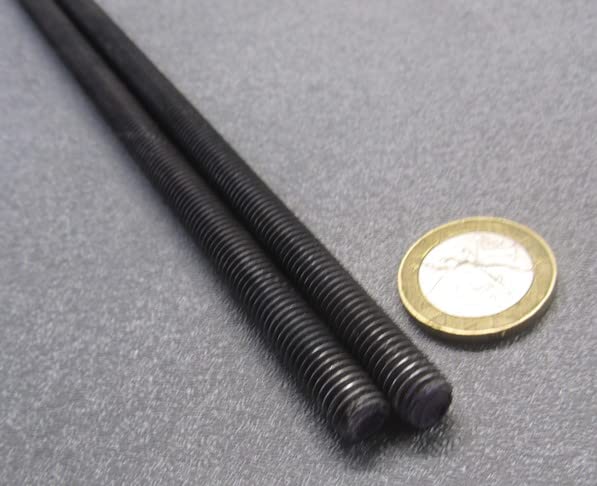Metric Class 10.9 Steel Fully Threaded Round Rod M8 x 1.25 Thread Size x 1 Meter Length 2 Pcs.