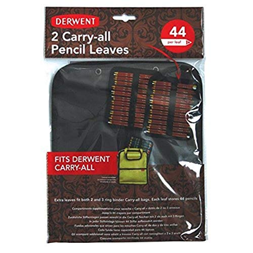 Derwent Carry-All Pencils Bladeren voor opslag in Carry-All Canvas Bag, 44 Potlood Capaciteit per blad, Snap Rings om op zijn plaats te bevestigen (Pack van 2)