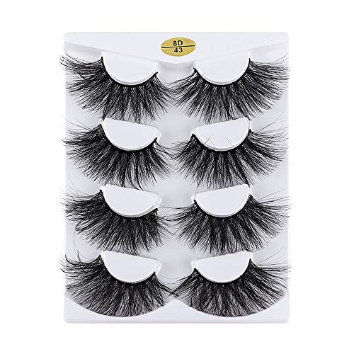 ARRIVEOK SKONHED 4 Pairs 8D Faux Mink Hair Crisscross False Eyelashes Eye Makeup Tools Wispy Flared Handmade Fluffy Multilayers Eye Lash Extension(8D-43)