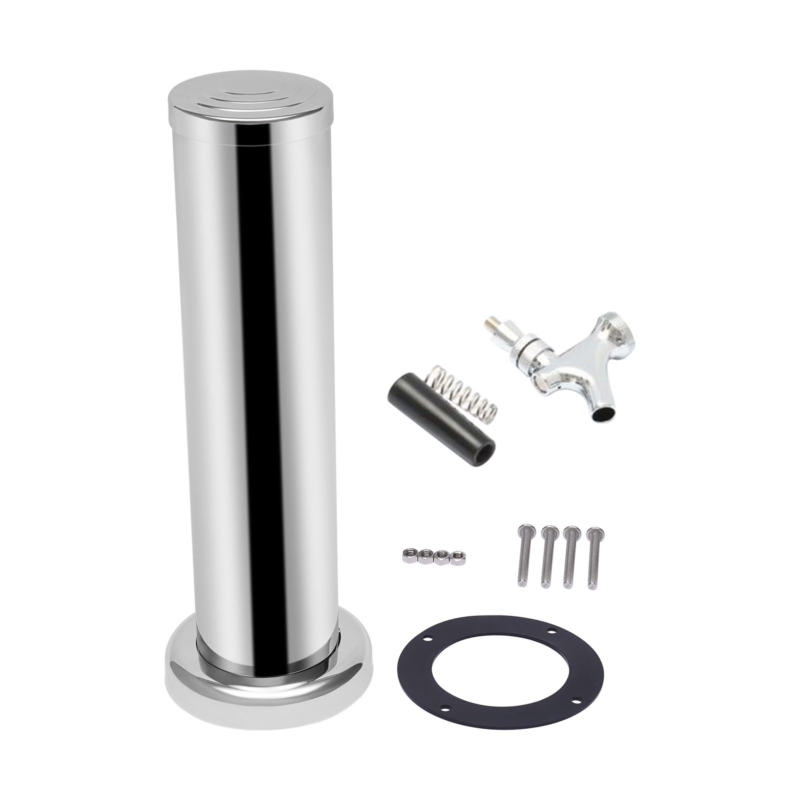 Distributore di Birra, Tira Birra Casalingo, Bar Portatile, Colonna in Acciaio Inox con Rubinetto Singolo, Dispensazione di Vino, Bevande, Feste, Ristoranti, 33x7,6cm