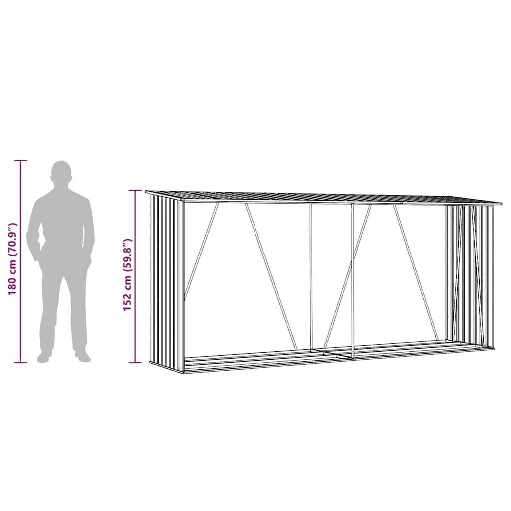 vidaXL Brennholzlager Kaminholzunterstand Brennholzregal Brennholzunterstand Kaminholzständer Holzlager Verzinkter Stahl 330x84x152cm Anthrazit