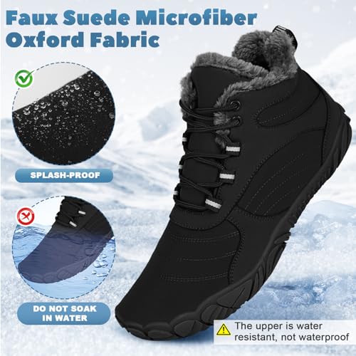 Image of Hike Winter Footwear Barefoot Boots Mens Womens, Waterproof Winter Snow Boots, Warm Ankle Booties, Wide Toe Barefoot Hiking Boots, Non-Slip Zero Drop Sole Hike Shoes for Hiking Walking Outdoor