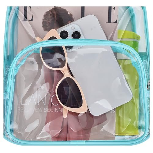 Image of Busiuw Clear Backpack for Stadium Events 12x12x6 with Front Pocket for Concert Sport Fashion Women Backpack Events Work Travel(Aqua)