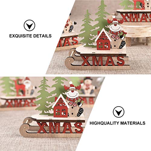 BESTOYARD 3 peças de ornamentos de trenó de Natal de madeira trem de Natal ornamentos de mesa para c