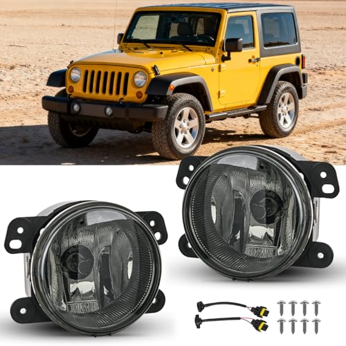 Image of Nilight Fog Lights Assembly Compatible with 2007 2008 2009 Jeep Wrangler | 2005-2008 Dodge Magnum 2009 Journey 2006-2010 Chrysler PT Cruiser 2005-2010 300 Touring Models Smoke Lens