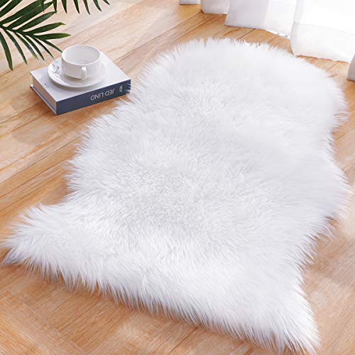 Ultra Soft Faux Sheepskin Fur Area Rug White Chair Cover Seat Pad Fuzzy