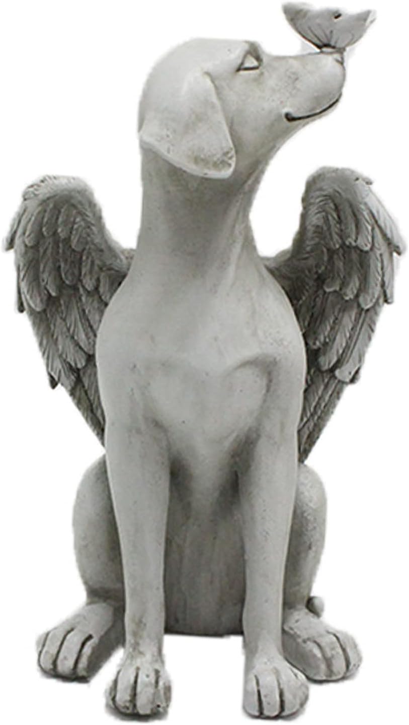 Dnoifne Angel Dog Memorial Statue, Pet Memorial Stones for Dogs, Angel Dog Memorial Gifts, Dog Passing Away Gifts, Pet Loss Gift for Dog, Garden Resin Dog Ornament, Pets Grave Marker, Tribute Statue
