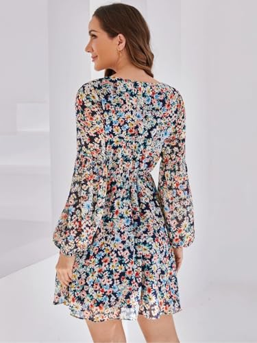 Greciilooks Womens Rayon A-Line Regular Fit Dress (Multicolor, Large)