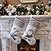 WEWILL Classic White Silvery Christmas Stockings Set of 2 Santa, Snowman Xmas Character Fireplace Hanging Stockings 17 inches for Holiday Party Family