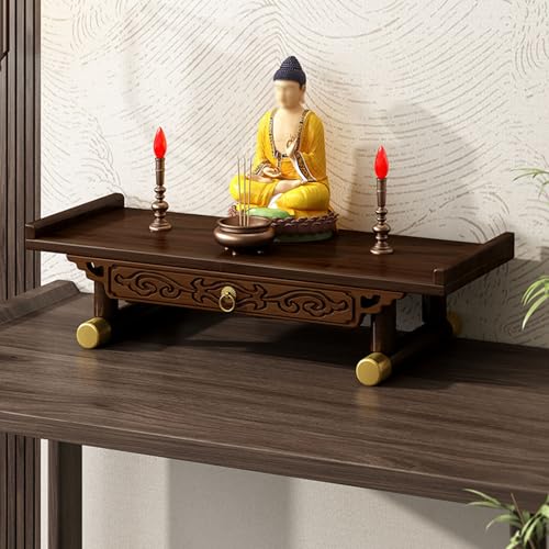RIYUESHENGHENG Solid Wood Personal Shrine Altar Table,Small Meditation Table Puja