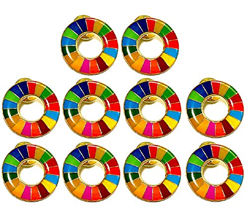 【国連本部公式最新仕様】SDGs バッジ 25mm 金色丸み仕上げ【10個】 sdgsバッチ ピンバッチ SDGs 帽子 バッグにも最適 かわいい 留め具30個付き