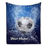 CUXWEOT Custom Blanket with Name Text,Personalized Underwater Soccer Ball Super Soft Fleece Throw...