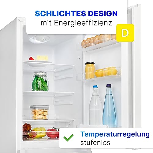 Bomann® Kühlschrank mit Gefrierfach 143cm hoch | Kühl Gefrierkombination 175L mit 3 Ablagen & 3 Schubladen | Türanschlag wechselbar | leise Kühlgefrierkombi 39db | Kühlschrank KG 322.1 weiß – Bild 3