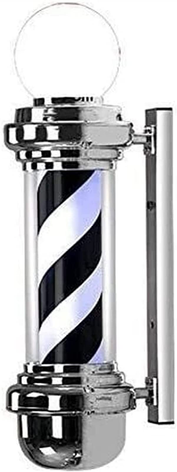 ArknAv Barber Pole Light LED Barber Shop Pole Barber Pole Light LED Barber Pole with Globel Lamp Spinning White Black Stripes Hairdressing Salon Sign Light Wall Lamp (Size:88 * 19 * 26cm), lantern