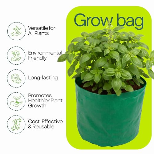 Image of BIO Blooms HDPE Grow Bags 24x24 Inch | Pack of 5 | Dual Color Green & Orange | Strong Stitching | Terrace Balcony Garden Use | Portable Lightweight Durable Outdoor Planters | 200 GSM