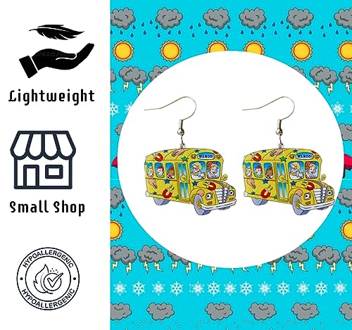 Cute Pair of School Bus Earrings foe Teachers, Principals, Bus Drivers, Educators, Librarians and More. Frizzle Style School Bus Earrings for Teacher Gifts, Teacher Appreciation, Ms. Frizzle Costume4