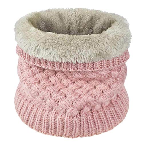 Yuson Girl Schlauchschal Herren Damen Loop Schal Outdoor Halsschlauch Dick Fleece Halswärmer Gefüttert Weichem Thermo Nackenwärmer Multifunktionstuch Strickschal(Rosa)