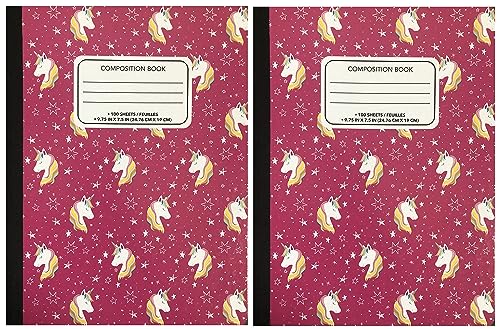 Fournitures scolaires licorne rose et grand cahier de texte à lignes larges