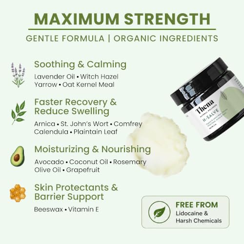 Image of Intense Hemorrhoid Treatment Natural Hemorrhoid Relief Cream, Max Strength Herbal Anal Fissure Relief Ointment with Organic Witch Hazel for Postpartum Piles, Best with Thena Sitz Bath Soak Women Men