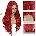 Fancy Hair Long Red Wavy Wigs for Women Curly Middle Part Red Wig Natural Looking Synthetic Heat Resistant Fiber Wigs Hair for Daily Party Use Cosplay Ariel Halloween