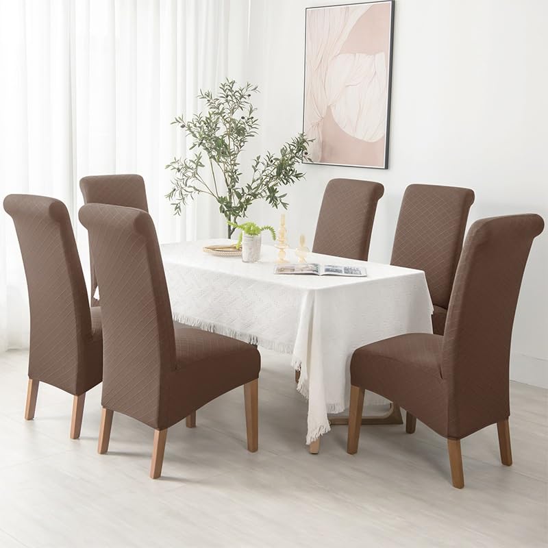 Funda elástica para asiento de silla de comedor, extraíble, lavable, con respaldo alto, para hotel, cocina, habitación, restaurante, banquete, hogar, elegante y protectora (estilo 8, tamaño 6)