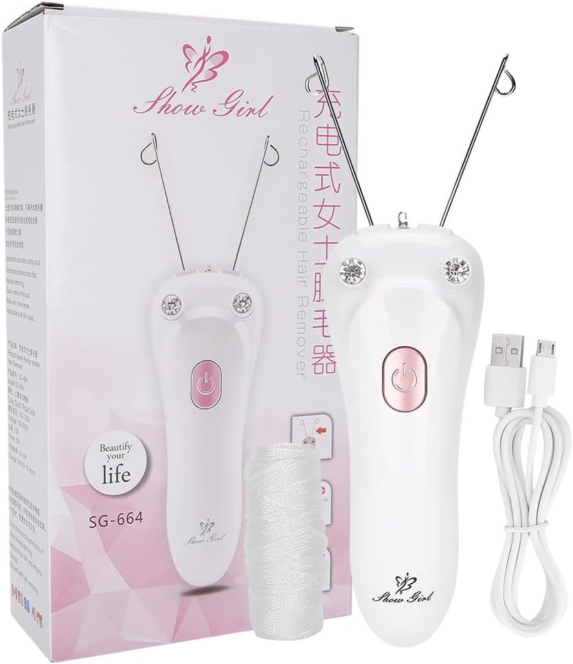 Threading Tool for Women + Electric Body Facial Hair Remover, Threading Epilator Remover Thread Cotton Women, Device Physical Removal Tool Chin Cheeks USB Charging (Host Cable) Threading Tool for Women + Electric Body Facial Hair Remover, Threading Epilator Remover Thread Cotton Women, Device Physical Removal Tool Chin Cheeks USB Charging (Host Cable)