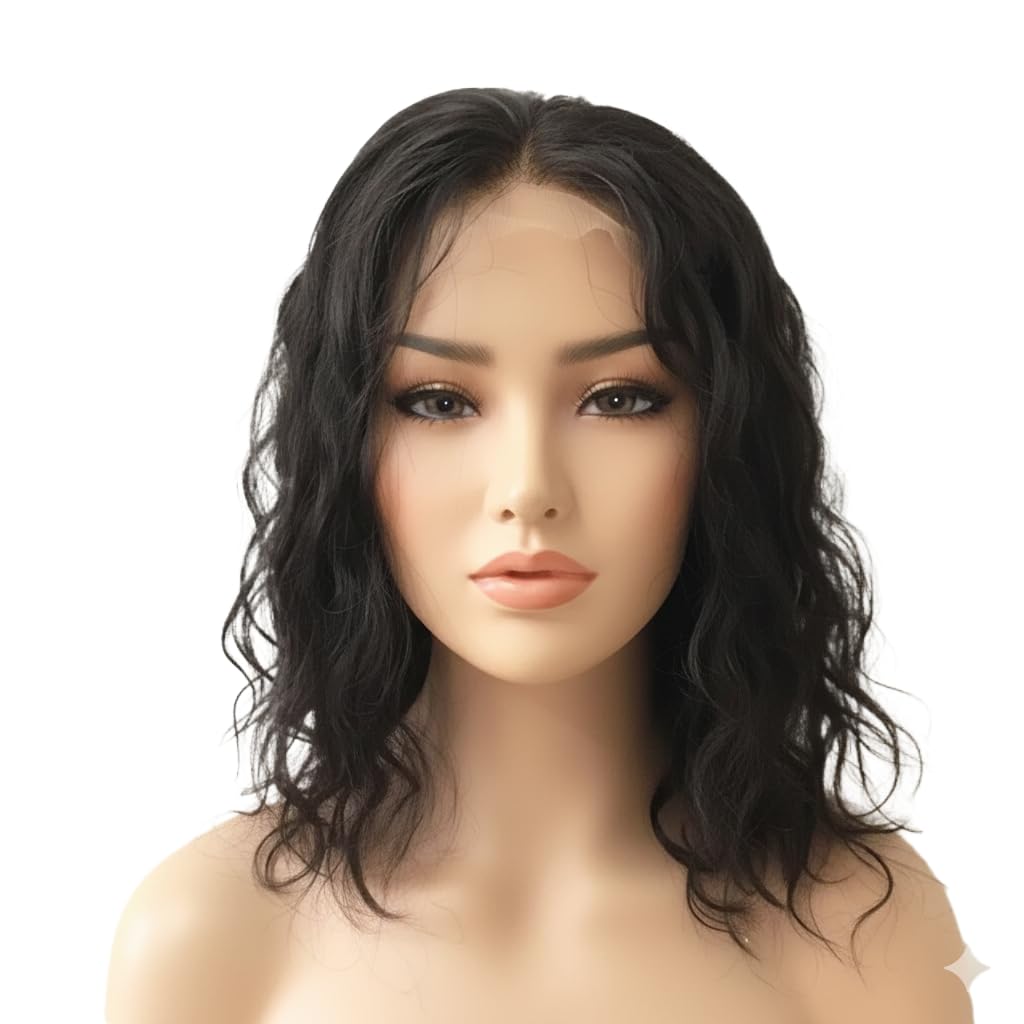 Human Hair Wig 4x4 Closure for Women & Girls – 14 Inch Full Head Natural Straight Black 100% Remy Human Hair Glueless Comfortable for Hair Loss Thinning & Baldness Coverage-image-35